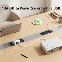 Enchufe de Extensión Empotrable de Escritorio Industrial con Enchufe del Reino Unido, 2 Tomas de Corriente, PD 20W, USB-A y 2 Puertos Tipo-C para Uso en Hogar/Oficina/Hospital