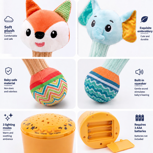 Juguete Sensorial 3 en 1 para Bebés: Sonajero de Peluche con Proyección de Estrellas, Luz Nocturna y Caja Musical, para 0+ <span class=keywords><strong>Meses</strong></span> - Product Image 3