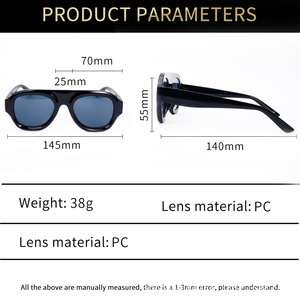 LB3409 トレンドの厚フレームPCサングラス UV400 レトロファッションアイウェア デザイナースタイル カスタム卸売サングラス - Product Image 4