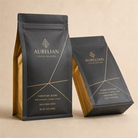 Emballage de café en aluminium à fond plat, écologique, avec impression personnalisée, sachet de café vide pour grains de café avec valve