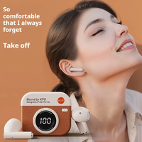 Écouteurs sans fil semi intra-auriculaires Q86 au design rétro, finition cuir, avec écran d'affichage numérique et faible latence pour le gaming