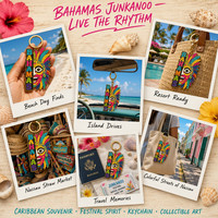 Porte-clés Souvenir Personnalisé SEDEX Carnival Junkanoo des Bahamas, Émail Dur, Remplissage de Couleur, Impression UV, Écologique, Doré Brillant