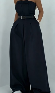 จั๊มสูทเปิดไหล่แบบไม่มีสายสำหรับผู้หญิง พร้อมเสื้อคลุมแบบแจ็คเก็ต - ชุดแฟชั่น 2 ชิ้น - Product Image 6