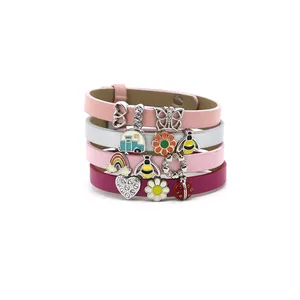 Braccialetto Personalizzato all'Ingrosso con Charm da 8mm, Bracciale in Pelle Multicolore Fai-da-Te e Charm a Forma di Animali per Bambini - Product Image 1