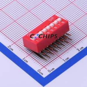 DA-08RP DIP Switch Through hole Component (THT) Switch Flat Toggle, Raised Type Single Pole Single Throw 8 2.54mm - Product Image 1