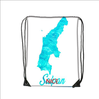 Sac de sport personnalisé à cordon de serrage motif Saipan, en polyester robuste, idéal pour la gym, la randonnée et l'aventure