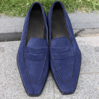 Chaussures mocassins classiques pour hommes en daim/nubuck, imperméables, respirantes, avec fermeture à enfiler, doublure en cuir véritable, pour les occasions de fête et le bureau