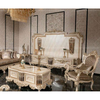Gran oferta, muebles reales de Turquía, estilo antiguo, sofá de lujo clásico de madera maciza para juegos de muebles de sala de estar