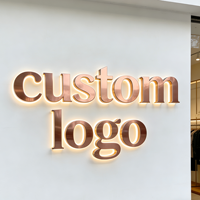Letrero Luminoso Personalizado con Logotipo Dorado, Letrero LED para Empresa, Canal de Acero Inoxidable, Letrero Comercial para Interiores y Exteriores