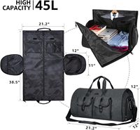 Échantillon gratuit Sac fourre-tout convertible en cuir vintage avec logo personnalisé Housse de vêtement avec fermeture à glissière pour les voyages