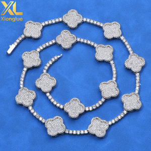 Flower Shape Rhodium Plated Diamond <b>Necklace</b> Statement Jewelry Women's Fashion Party Accessory Box <b>Chain</b> Design - Product Image 4