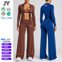 Ensemble de 3 pièces de vêtements de yoga pour femmes, logo personnalisé JY, professionnel, haute élasticité, respirant, tenue de sport active, ensemble uni