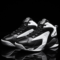 Chaussures de basket-ball unisexes pour adolescents, respirantes, antidérapantes, avec coussin d'air, noires et blanches, chaussures de sport de campus à tige haute