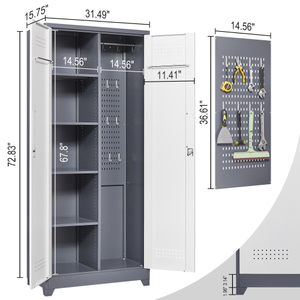 Ready Stock in USA Free Shipping Gray Metal Storage <b>Cabinet</b>, Adjustable Shelves , Support Dropshipping - Product Image 4