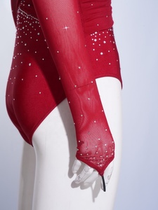 Justaucorps de danse de salon pour femmes, en strass, pour la gymnastique, le patinage artistique, les spectacles sur scène - Product Image 4