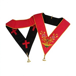 Brodé à la main 18e degré Bullion Wire Regalia Collier sans manches Rose Croix Collier avec bijou pour la protection maçonnique - Product Image 1
