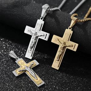 Venta caliente collar <span class=keywords><strong>de</strong></span> Cruz <span class=keywords><strong>de</strong></span> tres capas para hombre moda Jesús Cruz colgante <span class=keywords><strong>Biblia</strong></span> verso colgante collar cristiano <span class=keywords><strong>de</strong></span> acero inoxidable - Product Image 1