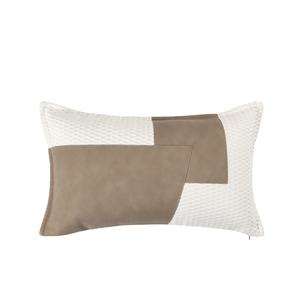 Taie d'oreiller de luxe en PU gris foncé, Patchwork, <span class=keywords><strong>housse</strong></span> de <span class=keywords><strong>coussin</strong></span> moderne 50x30, décoration de la maison et du salon - Product Image 1