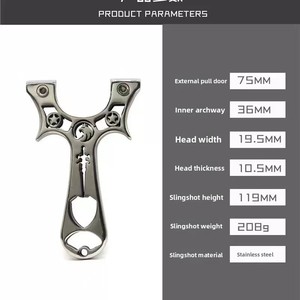 Tirachinas de Alta Calidad de Acero Inoxidable y Banda de Goma, Impermeable, de 12 CM, para <span class=keywords><strong>Caza</strong></span>, Tiro al Aire Libre, Supervivencia, Entrenamiento - Product Image 6