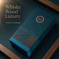 Boîte cadeau écologique pour whisky avec cadre en bois, logo personnalisé, emballage en papier spécial bleu sarcelle de qualité supérieure pour le vin, OEM ODM