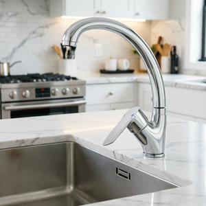Robinet de cuisine moderne monotrou à poser sur évier, corps en alliage de zinc, cartouche céramique, idéal pour hôtels et appartements - Product Image 4