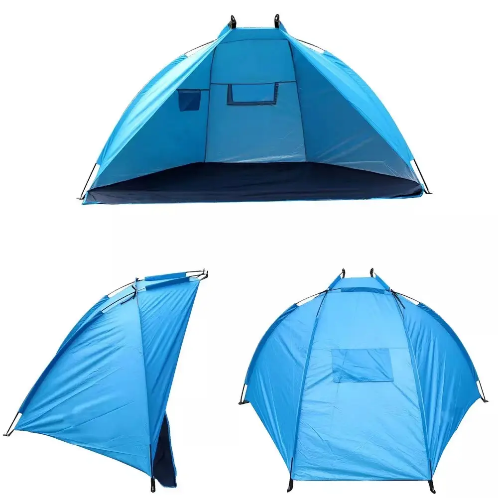 屋外ポータブルキャンプテント4人用サンシェルターウィンドウ付きクイック自動オープニング折りたたみ式ビーチテント
