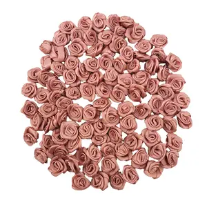 (100 teile/paket) 10*10mm frische rosa Band Blumen kleine Größe Satin band Blumen Handwerk Dekoration Festliche Party Dekoration