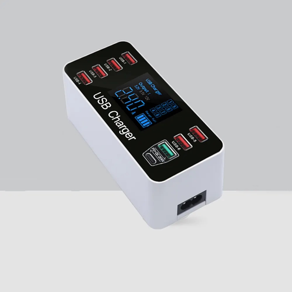 Multi Usb Charger 8 Port Dock Station Led Display Desktop Power Adapter Socket