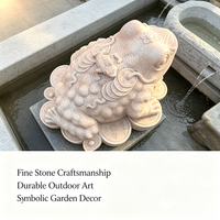 Sculpture de crapaud porte-bonheur en marbre rouge coucher de soleil vintage, statue de crapaud en pierre sculptée à la main pour club privé, jardin, aménagement aquatique