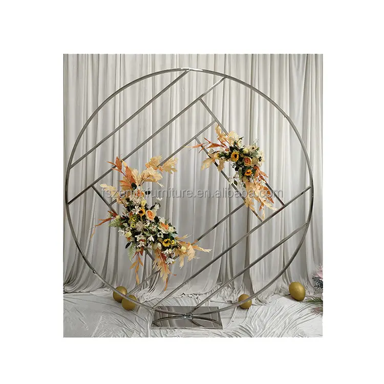 Própria marca graciosa modelagem 2m ouro círculo backdrop casamento fundo decoração