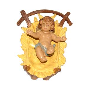 Jésus bébé avec berceau Mod Lux en PVC effet bois H 16 cm - Product Image 1