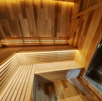 Cabine de sauna extérieure en cèdre rouge, forme cube, avec vestiaire |   Sauna de jardin en bois