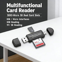 Adaptador Hub USB3.0, Lector de Tarjetas Micro TF OTG, Lector de Tarjetas de Memoria 5 en 1, Lector de Tarjetas Multifunción SD, SDHC, TF, MMC