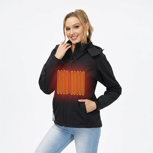 Chaqueta de Forro Polar con Calefacción, con Capucha y Cierre de Cremallera, para Uso en Exteriores en Invierno, Estilo Casual Unisex, Relleno de Poliéster Negro - Product Image 3