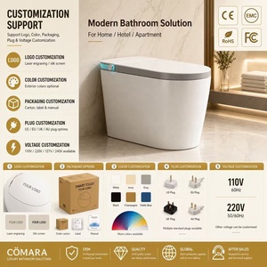 Automatic WC Floor Standing Smart Toilet One Piece Intelligent Bidet Elongated Heated Seat Tankless Commode Auto Flush Remote 80 - Product Image 1