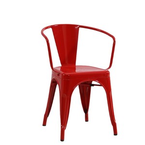 Chaise de salle <span class=keywords><strong>à</strong></span> manger en métal de style européen américain industriel avec accoudoirs 75cm de hauteur couleur rouge noir blanc pour café restaurant maison - Product Image 1