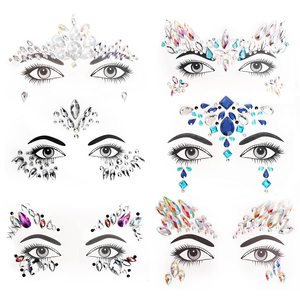 Juego de 6 Piezas de Gemas Faciales Brillantes, Joyas Faciales de Cristal para Mujer, Brillantina Facial para Festivales, Ojos, Rostro y Cuerpo - Product Image 1