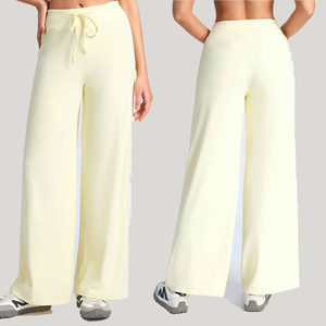 กางเกงโยคะผู้หญิง YIYI เนื้อผ้ายืดหยุ่นสูง สวมใส่สบาย ระบายอากาศดี; กางเกงเอวสูง<span class=keywords><strong>ทรง</strong></span>หลวมแบบสบายๆ มีเชือกผูก เอวสูง ให้ความรู้สึกนุ่มดุจเนย สำหรับผู้หญิง - Product Image 1