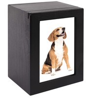 Meilleures urnes de crémation pour animaux de compagnie en gros Urnes en bois Cercueils pour animaux de compagnie avec photo en verre acrylique