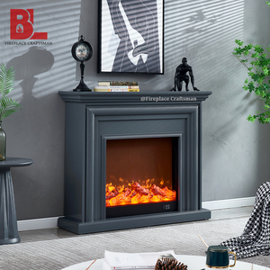 [ Direttamente dalla Fabbrica ] Caminetto Elettrico Moderno Grigio con Fiamma LED Effetto Legna e Cornice Decorativa in Resina - Product Image 3