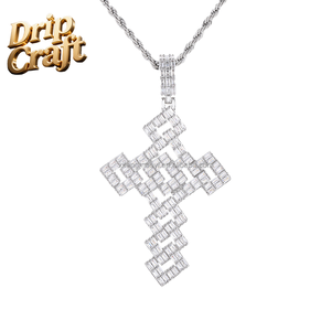 Pingente de Cobre Banhado a Ouro com Zircônia e Cruz, Pode Ser Encaixado em Corrente de Pedra Única, Unissex - Product Image 6