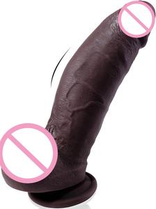 Dildo géant noir épais de 8 pouces, diamètre 2,25, double densité en silicone, dildo incurvé géant pour hommes et femmes - Product Image 2