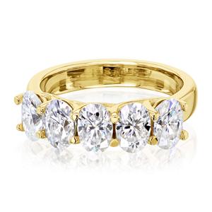 Anillo de boda para mujer SGARIT personalizado con diamante cultivado en laboratorio de corte ovalado de 2.0 ct, banda de eternidad de 5 piedras, oro sólido de 18K, certificado NGTC. - Product Image 1