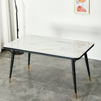 Prix de gros ensemble de table à manger de restaurant salle à manger moderne table à manger pieds en métal 6 places en verre trempé