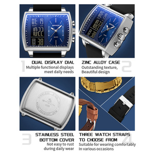 Reloj multifuncional SANDA 6238 para hombre con doble pantalla, reloj de pulsera electrónico luminoso, resistente al agua, con esfera grande, el más vendido - Product Image 2