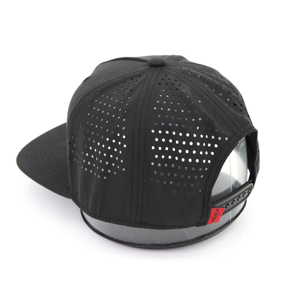 Benutzer definiertes Logo Sport Baseball Cap Hip Hop Plain Snapback Kappe für Männer 5 Panel 3D Stickerei Hut Laser loch Wasserdichte Quick Dry Cap