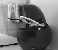 Sanitaires de salle de bain de luxe gris argenté noir, WC intelligent monobloc, cuvette de toilette ronde, siphon en S, toilette intelligente automatique