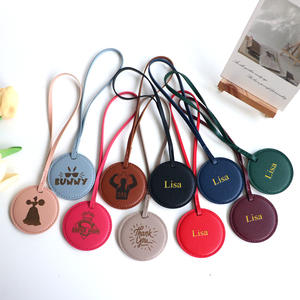 Porte-clés rond en cuir PU, pendentif pour sac à main femme, cadeau, breloque pour sac de voyage, accessoires de sac DIY - Product Image 4