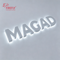 Letras 3D Personalizadas con Retroiluminación LED, Letrero de Acero Inoxidable con Halo Luminoso, Letrero Comercial para Tienda o Negocio