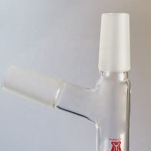 实验室玻璃器皿三通透明硼硅酸盐玻璃75度角蒸馏适配器 - Product Image 2
